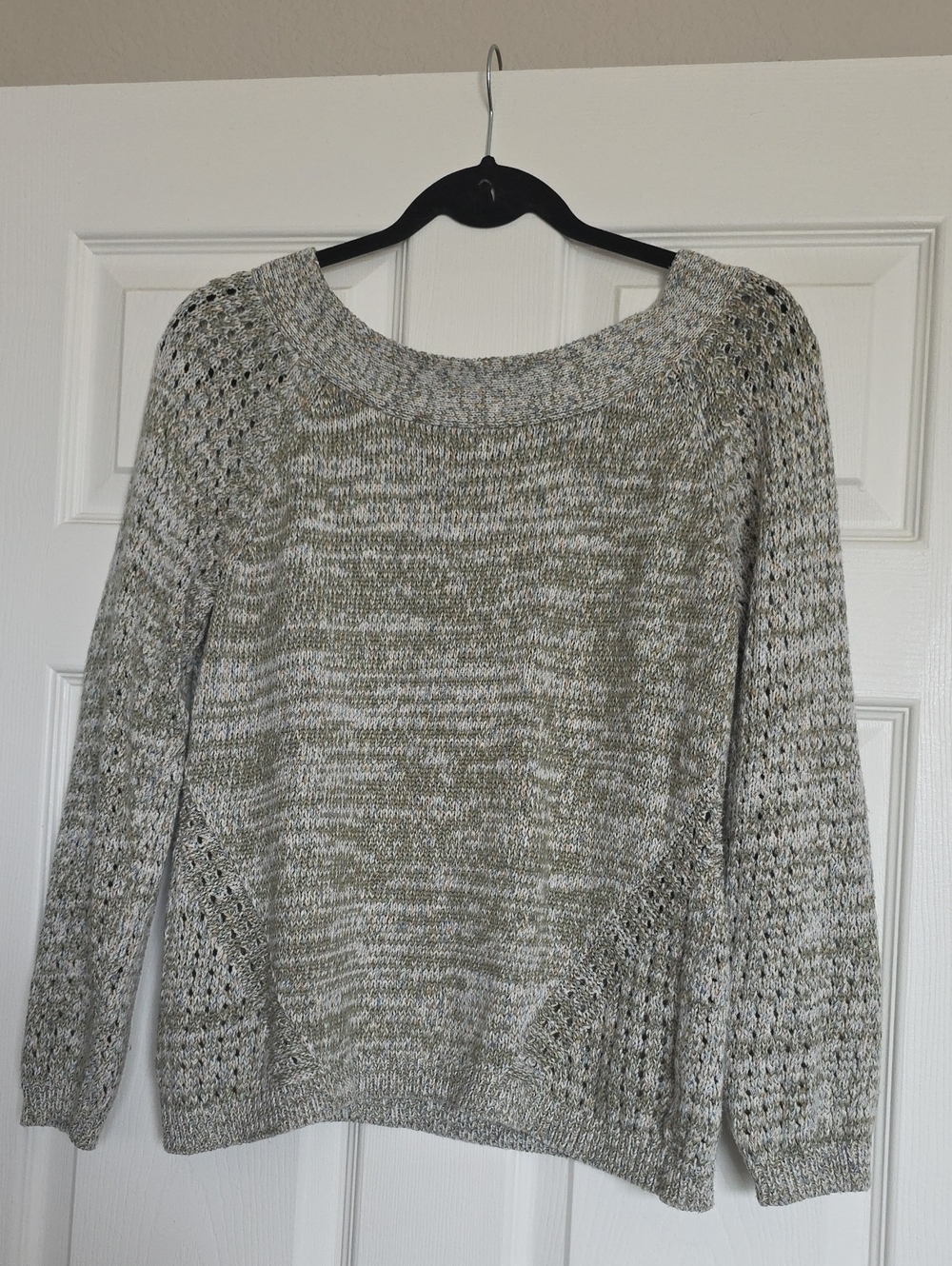 Women’s Lightweight Open-Knit Sweater - Cream/Gray
